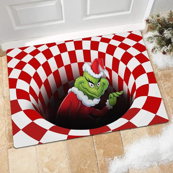 Juldörrmatta, 3D julillusion dekorativ dörrmatta, Jul
