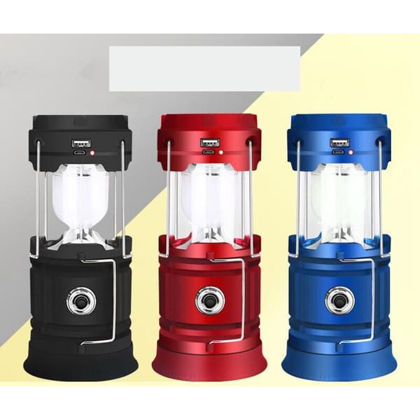 Søgelampe USB Genopladelig Nødlampe Bærbar Solcelle Campinglampe Udendørslampe, Blå