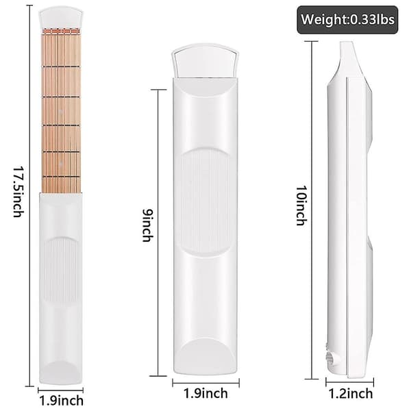 Fickgitarr övningshals, gitarrtränare 6 band bärbart gitarrackord övningsverktyg för nybörjare (FMY) Vit White