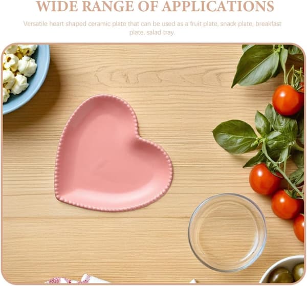 Heart-shaped ceramic plate pink microwave and dishwasher safe fruit bowl