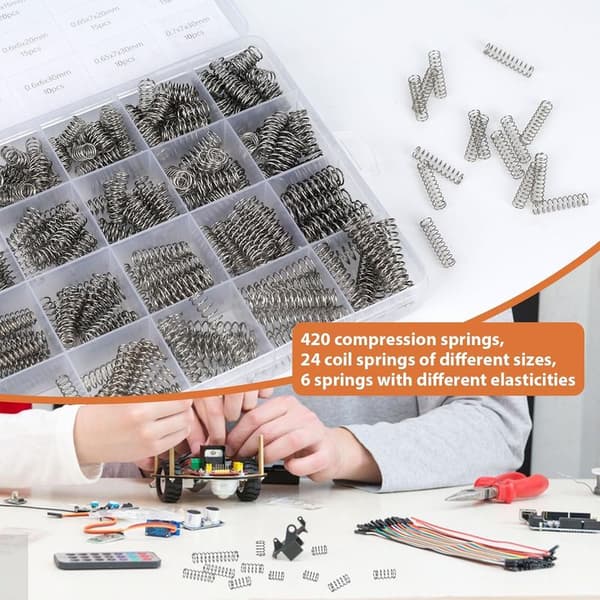 Stainless Steel Compression Spring, Small Spring, 24 Sizes of Compression Springs, 6 Different Elasticities
