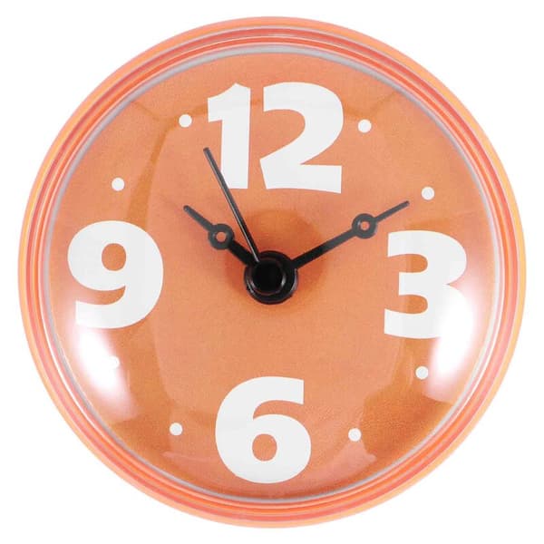 Waterproof Shower Clock Round Diameter 7cm Suction Cup Arabic Numerals Large Display Board for Kitchen (Orange)