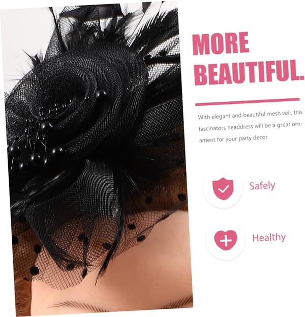 Fascinator Hodeplagg for Kvinner, Meshslør Te-Partyhatt, Bryllups- og Ballhårpynt