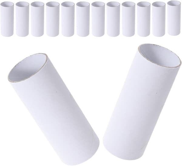 20 hvite papirrør for håndverk DIY-maling, hule pappesker 4 cm x 10 cm