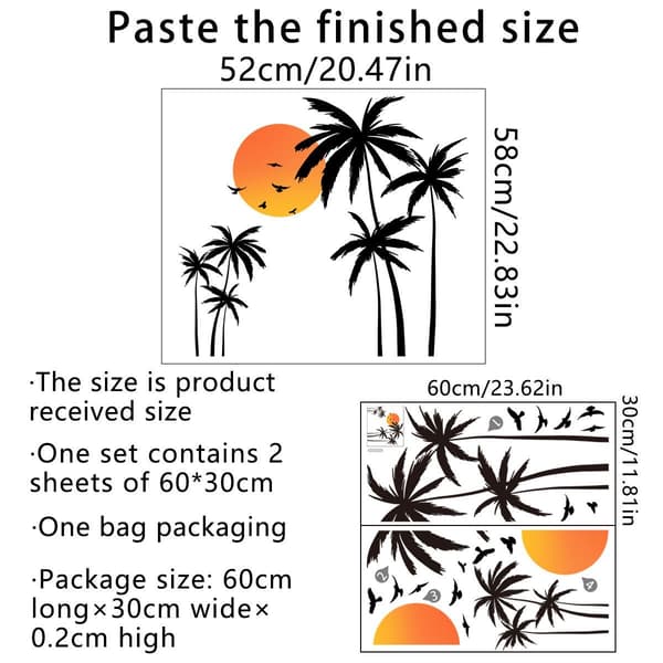 Palm Tree Tropical Birds Wall Stickers Bedroom T Wall KLB