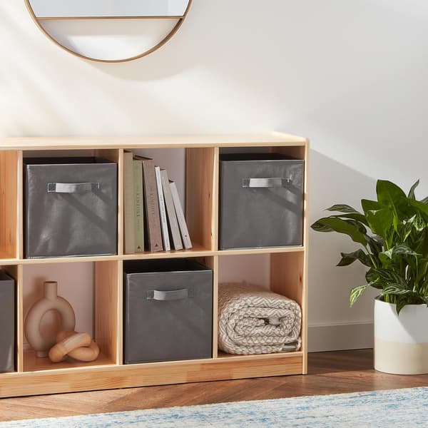 Foldable Fabric Storage Cube/Organizer with Handles, 6-Pack, Solid Gray, 10.5 x 10.5 x 11 inches