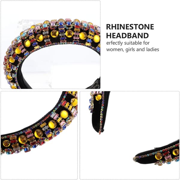 Rhinestone Pannebånd Bredt Hårbånd Pyntet Hodeplagg for Kvinner Pannebånd