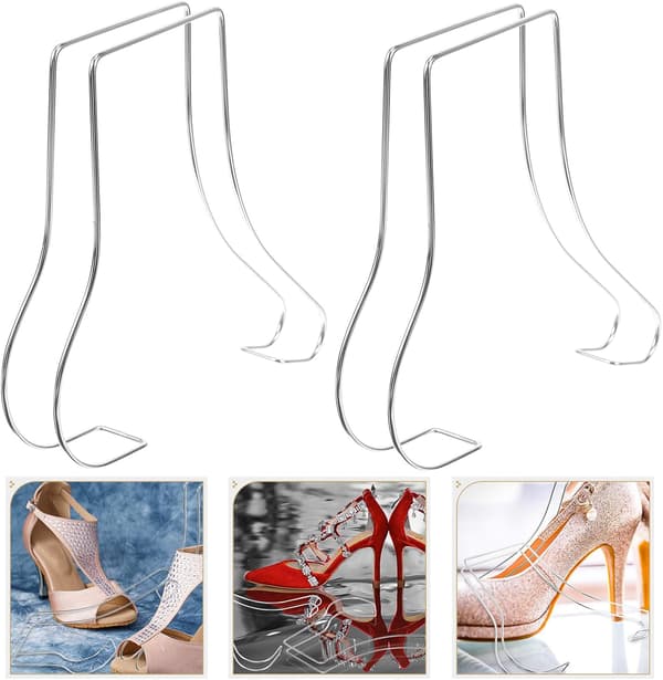 2pcs Stainless Steel Shoe Shapers with Sandal Support, Shoe Display Forms