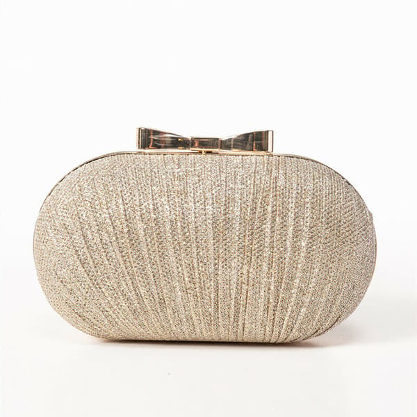 Clutches Kvinner Skinnende Bryllup Brude Håndvesker Metallisk Bue (champagne)