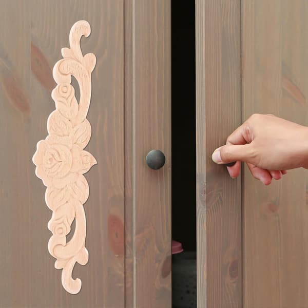 2 st träsnidade onlays applikationer elegant design khaki handsnidade