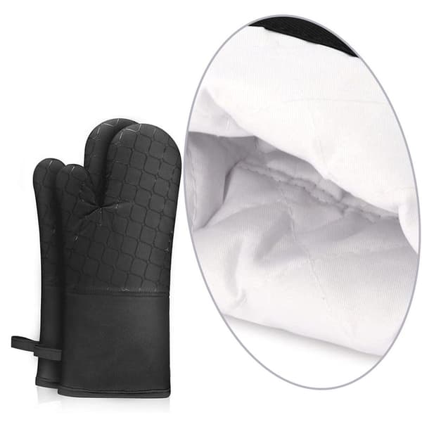 Kitchen Oven Mitt, High Heat Resistant, 500 Degrees, Extra Black KLB