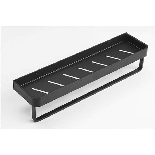 Sort Vægmonteret Håndklædeholder i Aluminium, 30cm, Firkantet Hylde til Badeværelse Køkken