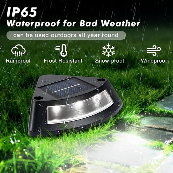 Solcellslampor Utomhus Trappor, 4-pack IP65 Vattentäta Solcellslampor Utomhus Trädgård, Vit LED Trappbelysning