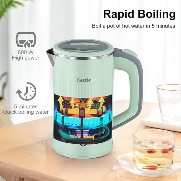 Travel Kettle Small, Portable Mini Camping Kettle, Fast Boiling, Compact Electric (Green)