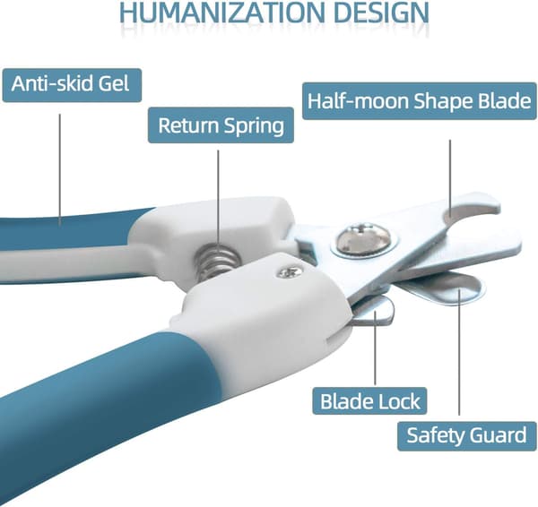 Blue Pet Nail Clippers with Safety Guard to Prevent Over-cutting