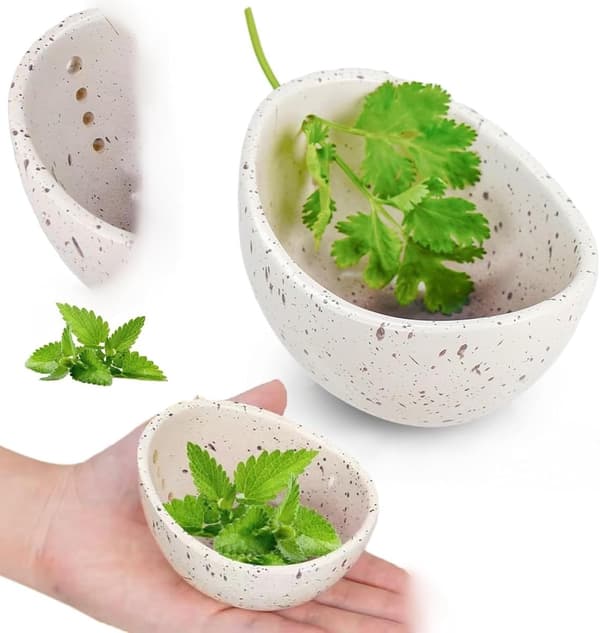 Herb Stripping Bowl, Ceramic Stripping Cup, Various Holes, Handmade Kitchen Utensil, White