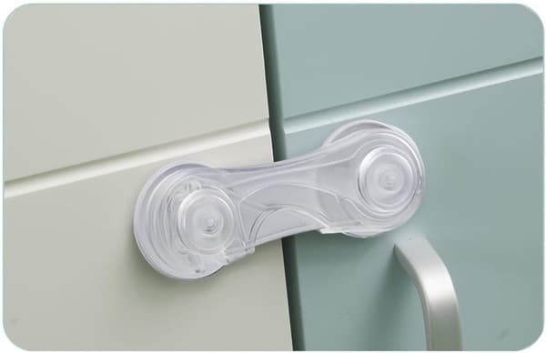 Barnsäkerhetsskåpslås (10-pack) - Babysäkra lås för lådor, toalettlock, kylskåp, ugn, med 10 extra 3M-lim (Transparent)