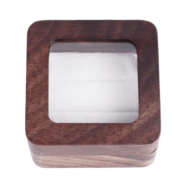 Wooden Double Ring Box with Transparent Lid for Wedding Ceremony, Engagement, and Proposal