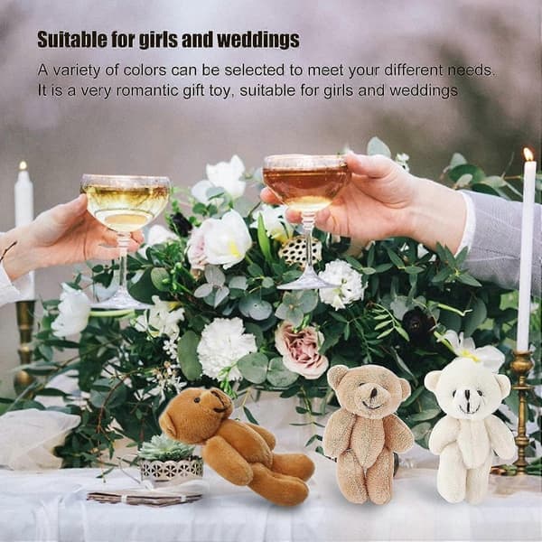 12 stk. Mini Teddybjørne Komfortable Bløde Søde Mini Teddy Plyslegetøj til Bryllupsfødselsdagsdekorationer Nøgleringe