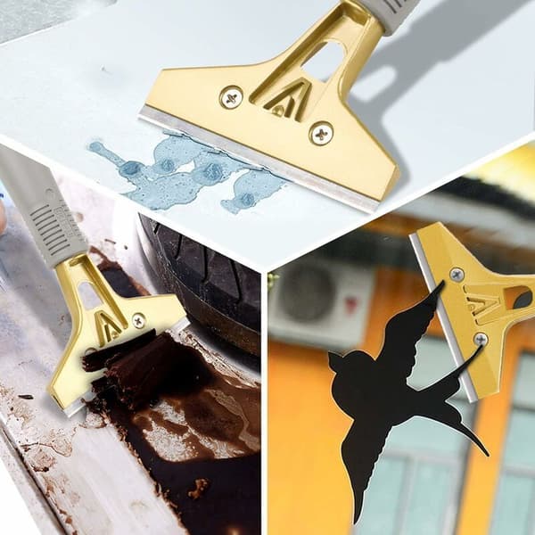 Razor Scraper, 10 cm with 10 extra metal blades, multi-function scraper, for windows, glass, floors, walls, stoves, paint, caulk, labels,