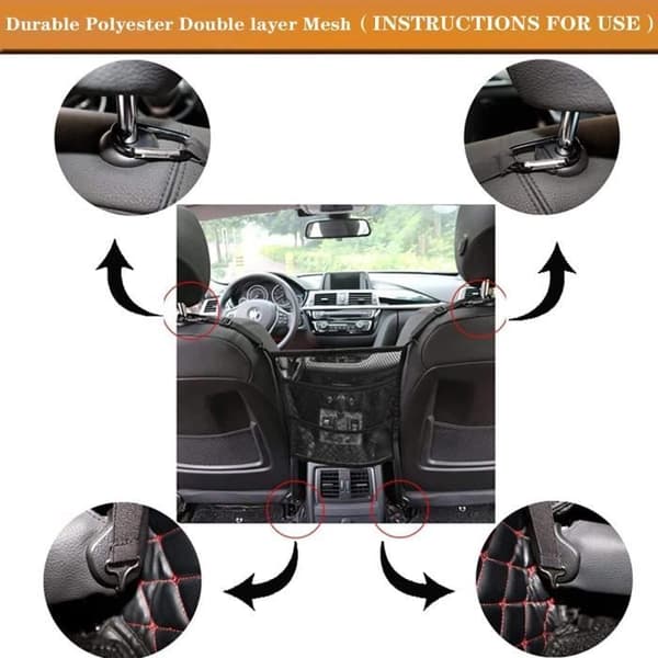 Car Net Organizer, Universal Net Bag for Car Seat Organizer, Back Seat Barrier
