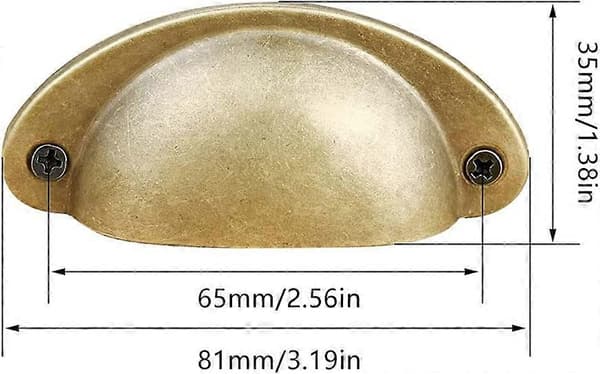 10 Pcs Brass Kitchen Cabinet Handles Retro Cabinet Handles Bowl Handles Half Moon Pull Handles with Screws