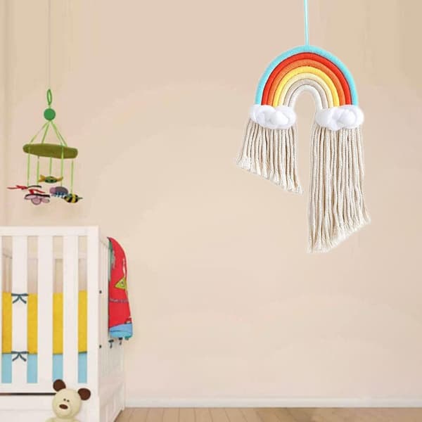 Rainbow Wall Decor, Woven Macrame Wall Hangings, Rainbow Macrame