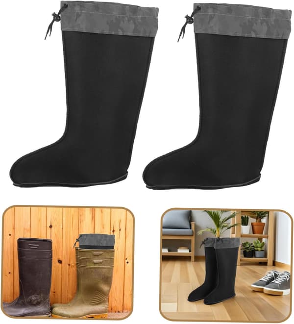 Men's Insulated Winter Boot Liners with Adjustable Cuff, Thick Warm Rain Boot Socks