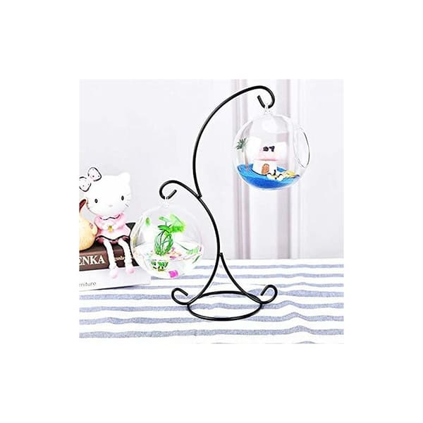 Ornament Display Jernkrog Bøjle til Ophængning af Glas Terrarium (Jernholder)