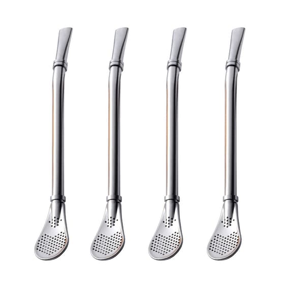4-pack Stainless Steel Straw Spoon - Short Sipper Filter Spoons 59