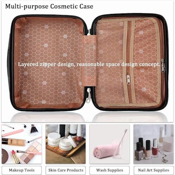 Makeuptaske til Rejser - Hård Kosmetiktaske Organizer, Mini ABS Bærbar Kuffert Sort sort
