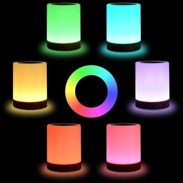 LED Bedside Lamp, Amouhom Dimmable Atmosphere Table Lamp for Bedroom KLB