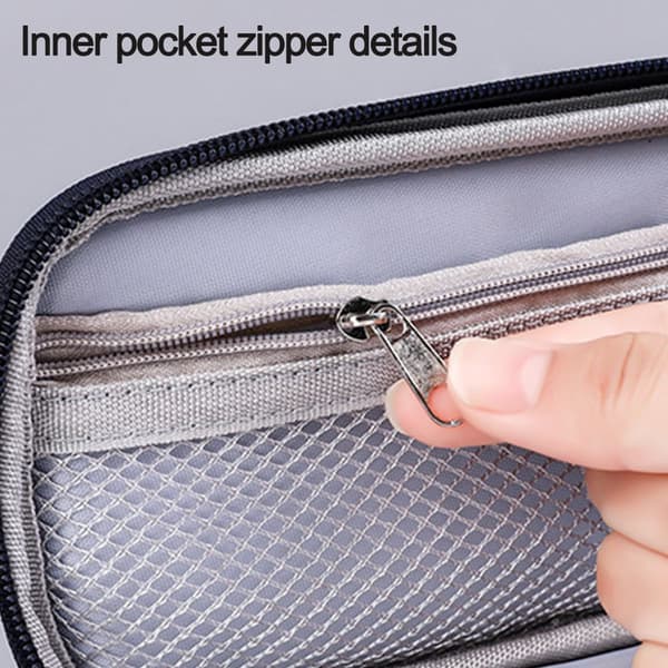 Portable Pencil Case with Zipper Compact Desk Bag Black