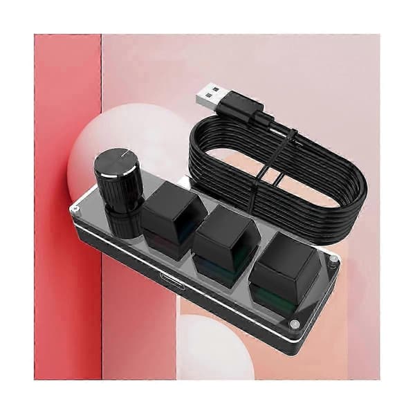 Three Keys USB Wired Mini Keyboard Knob Mechanical Keyboard Quick Office Volume Control Keyboard for
