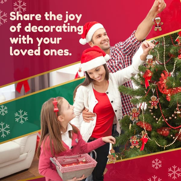 Gingerbread Ornaments - 15-pack with different gingerbread men - Easy to hang decorations and more