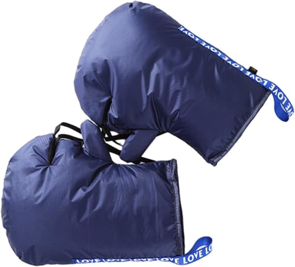 Motorcycle Scooter Thick Warm Handlebar Gloves Winter Cycling Handlebar Mittens Adjustable Bicycle Handlebar, Navy Blue