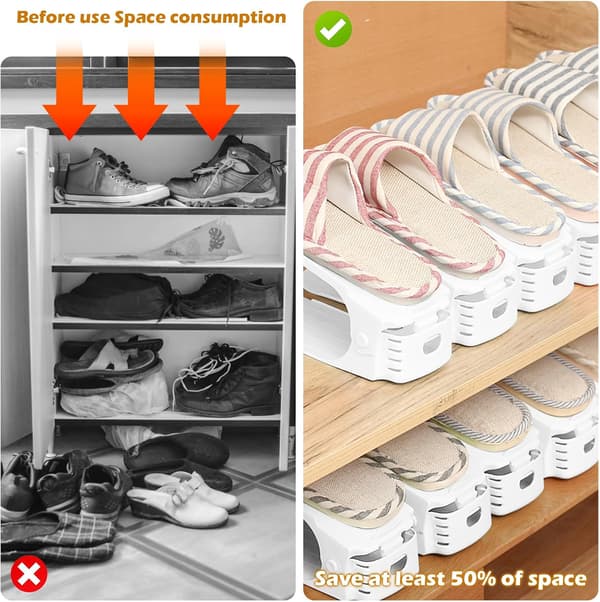10 stk Justerbare Skohyller - Plassbesparende Organizer og Stabler - PP Materiale