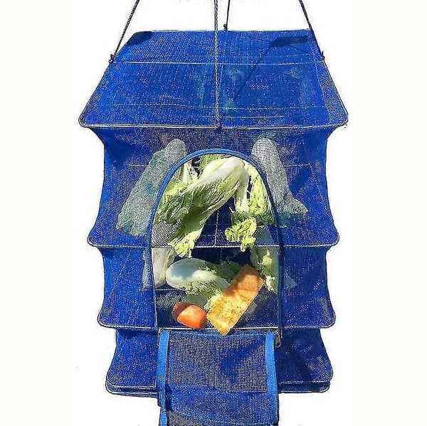 1 pc Foldable 3-layer Drying Rack for Vegetables, Fish, Dishes, Hanging Drying Net, Nature