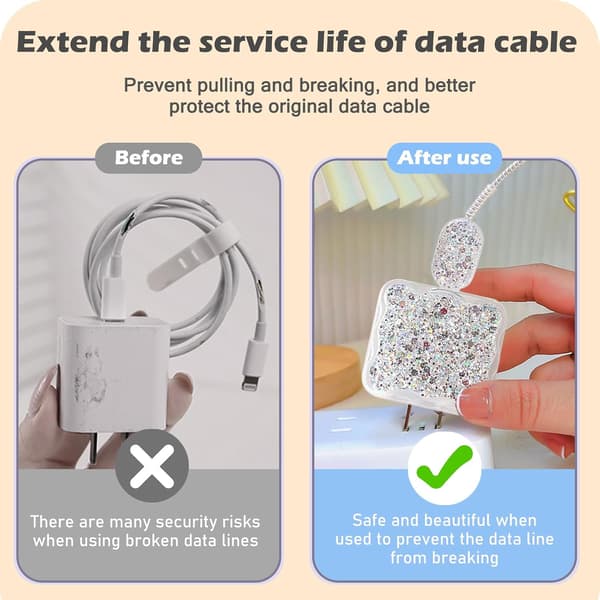 Cable Protector for iPhone 18W/20W Charger Clear Wave Edge Design, Data Cable Case Wire Cable Protector Phone Charger Protection for iPhone XR 8 11 12 13 14