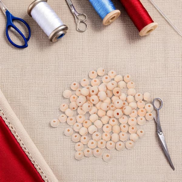 250 stk 8 mm ubehandlede treperler med 2,5 mm hull – runde treavstandsperler