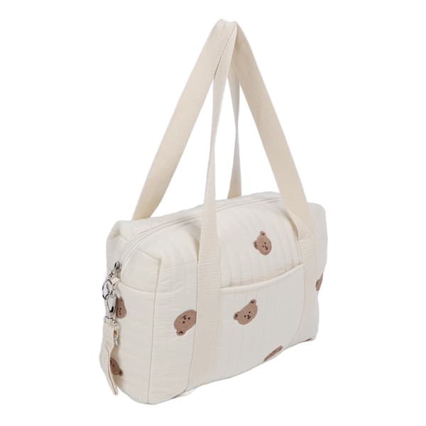 Multifunctional Stroller Bag Embroidery Zipper Reusable Handbag Diaper Bag Bear Bag