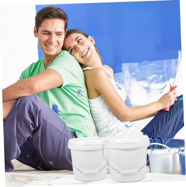 1,75 Gallon White ABS Paint Container with Lid, Multifunctional Handheld Storage Bucket