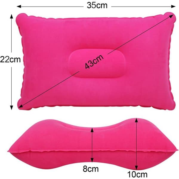 To oppblåsbare reise-/campingputer, fullt oppblåst til 34*22*10 cm, perfekte for daglig hvile, rosa.