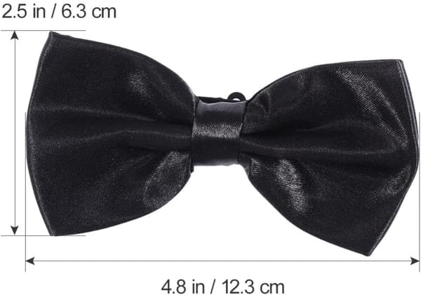Herre svart polyester silke sløyfe med glansfull sløyfeknute for bryllup