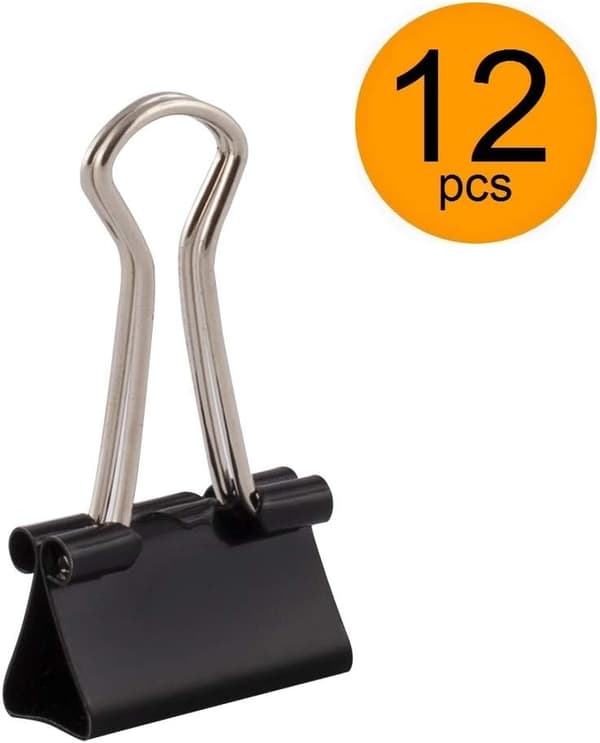 Sorte 12-pak dokumentklemmer 19mm Multifunktionelle klemmer til papir