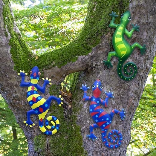 6 Pieces Metal Gecko Wall Decor, Wall Sculpture, Outdoor