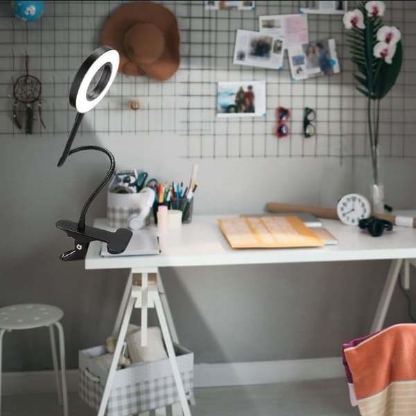 Dimmable 360 Degree Flexible Clamp Lamp with USB Inner Lighting for Desk KLB