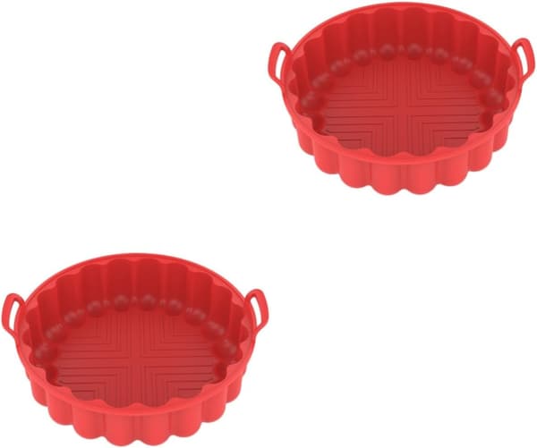 2 stk. genanvendelig silikonemåtte til airfryer, til airfryer inderkurv, non-stick bagemåtte