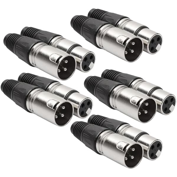 5 par 3-pin XLR hann mikrofon lydkabelkontaktkabelterminal for mikrofonloddekontakt