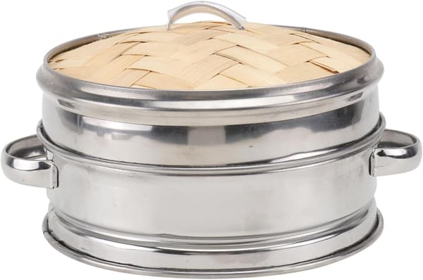Rustfrit stål dampkurvsæt med låg, 16,5 cm dobbelt håndtag dumpling damper til køkkenmadlavning